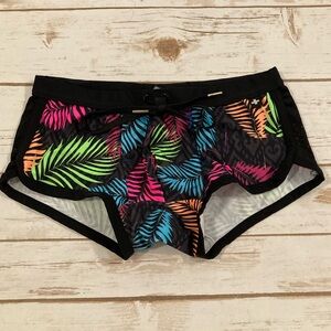 Andrew Christian Men’s Neon Palm Leaves Booty Swim Trunks Medium